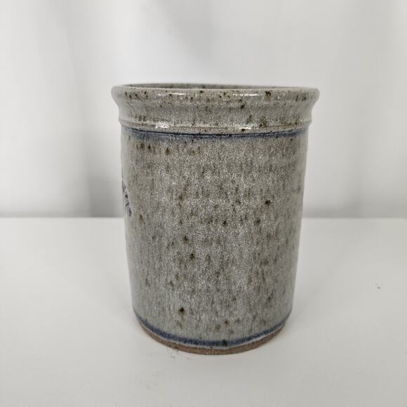 Vintage Salt Glaze Stoneware Utensil Crock Pottery Salt Glaze 5.5" Marked 84ZP - Picture 2 of 9